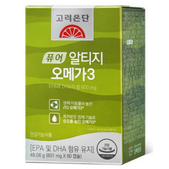 고려은단 식물성 퓨어 알티지 오메가3 801mg 60캡슐이미지입니다. 누르면 해당 게시물로 새창이동합니다.