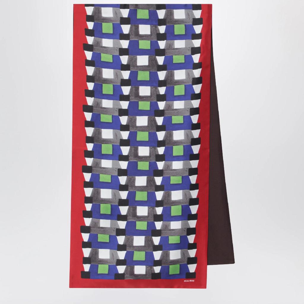 미우미우 Silk twill scarf with a geometric print 5FF0652IG3/XM_MIU-F0PTA_100-.._이미지
