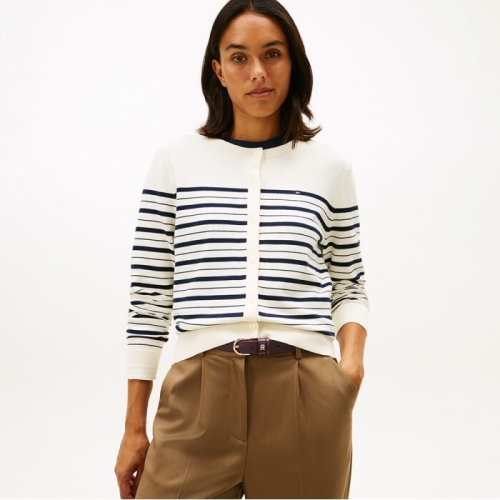 타미힐피거 여성 코튼 저지 크루넥 가디건 T22G0KCD001WT20AR_이미지