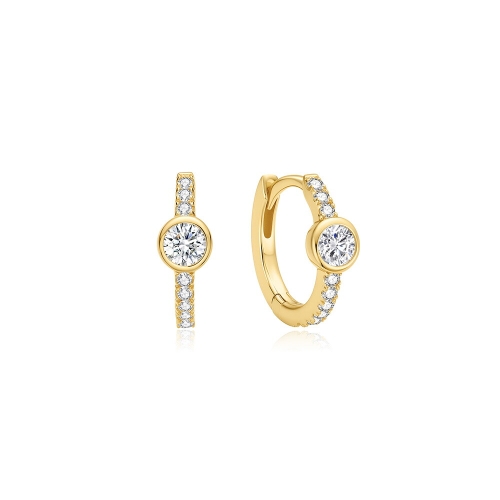 아니아하이에 골드 파베 로우 베젤 허기 후프 925 실버 귀걸이 E075-08G