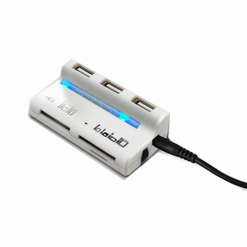 노벨뷰 3포트 USB2.0 허브 + 멀티 카드리더기 (NB108) 유전원_이미지