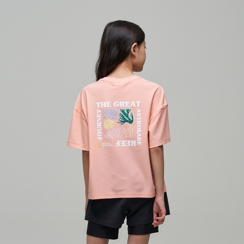  내셔널지오그래픽 키즈 K242GRG710 여아 워터 반팔티 PEACH