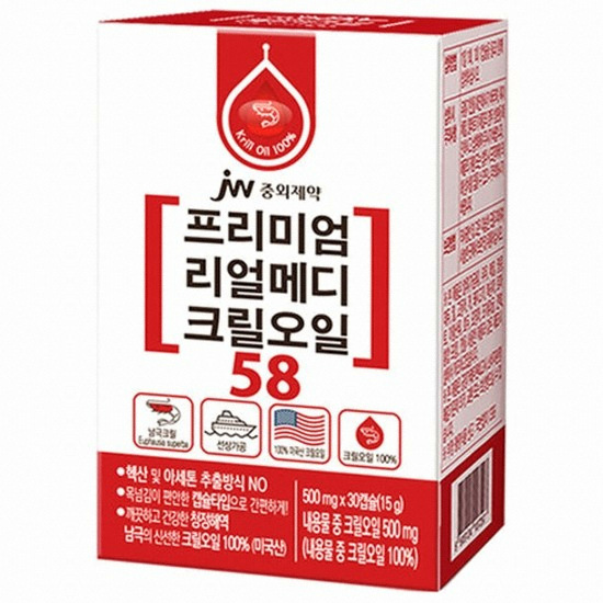 JW중외제약 프리미엄 리얼메디 크릴오일 58 30캡슐 (1개)