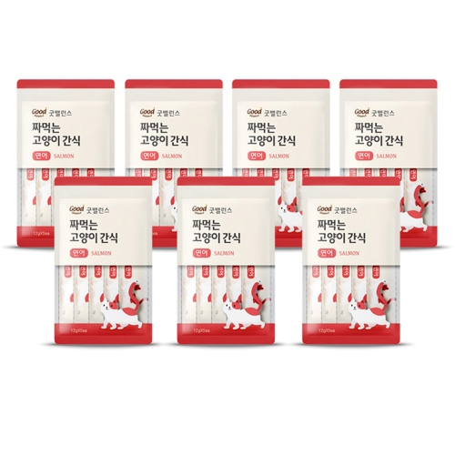 굿밸런스 짜먹는 고양이 간식 연어 60g (12g x 5p) (7개)_이미지