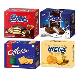 해태제과 해태 <b>오예스</b> 초코 쿠키앤크림 에이스 버터링총4개