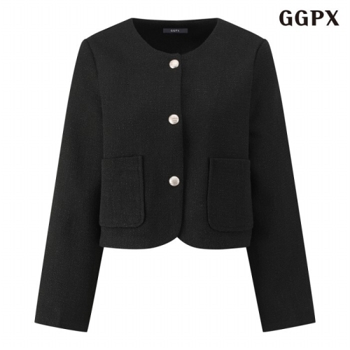 GGPX 여성 라운드넥 골드버튼 트위드 자켓 GQAJK005D