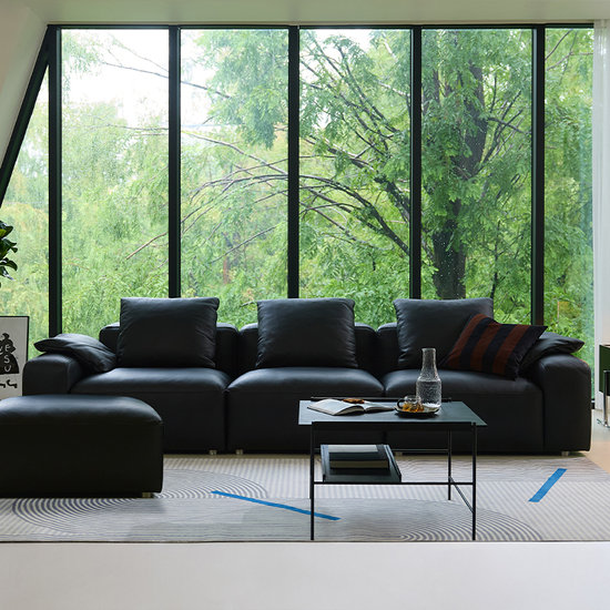 다우닝  모도 전체 내추럴 천연가죽 소파 4인용 (스툴포함)