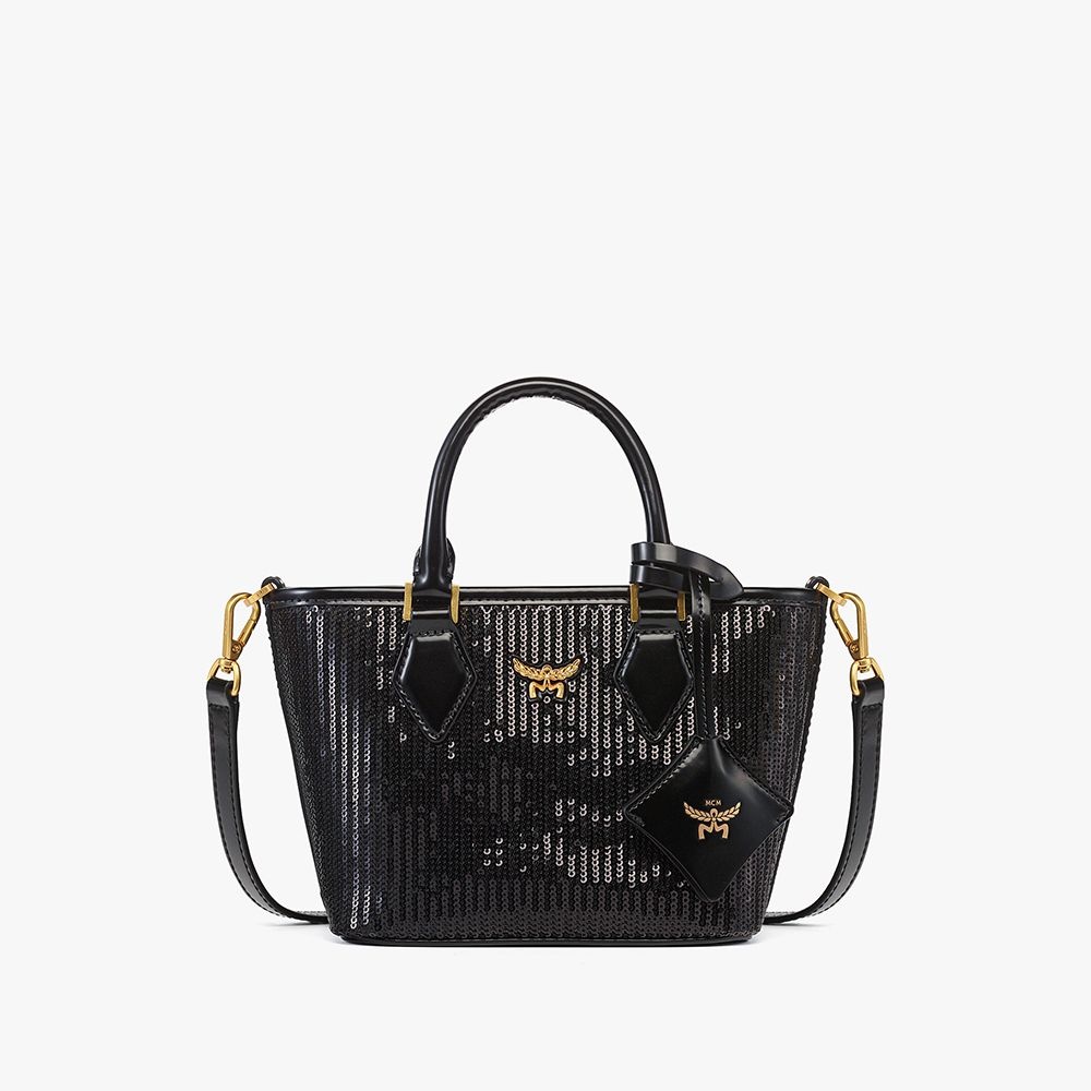 MCM Aren 시퀸 램스킨 쇼퍼 MWPFSTA01BK