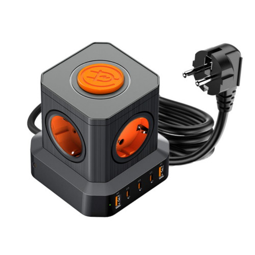 아임커머스 UM2 5구 16A 메인스위치 65W USB 5포트 타워형 멀티탭 (2m)_이미지