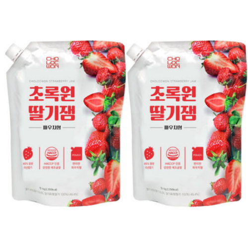 초록원 딸기잼 파우치형 1kg이미지입니다. 누르면 해당 게시물로 새창이동합니다.