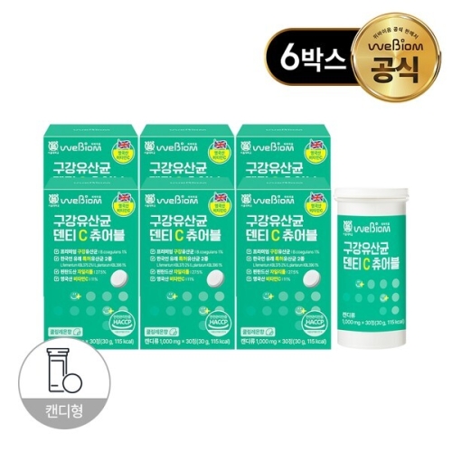 위바이옴 덴티C 츄어블 구강 유산균 30정 (6개)_이미지