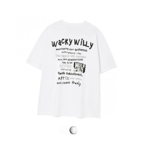 비케이브 와키윌리 와키월리 WACKY WILLY 타이포 아트웍 포인트 반팔 티셔츠 2 colors WA2503ST15 147831