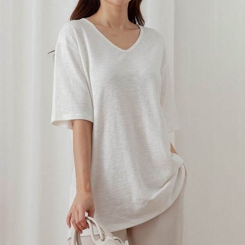 아이우먼 브런치브이넥반팔티 LDE205M504 빅사이즈_이미지