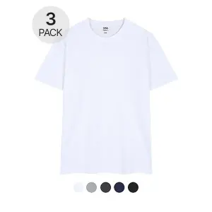 파라고나 1+1+1 3장세트 공용 30수 순면 라운드 기본 무지 반팔 티셔츠 621833