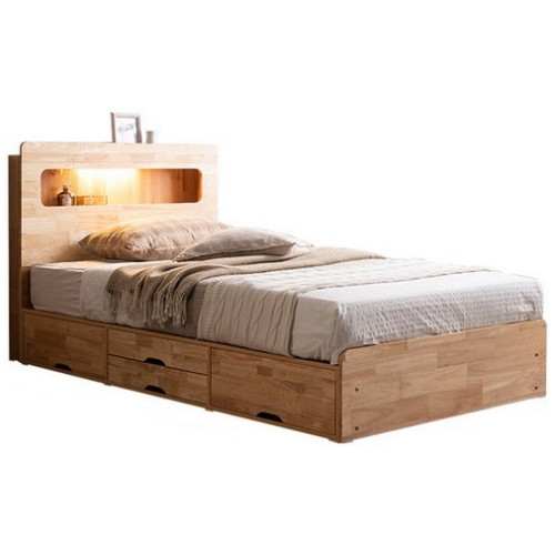 삼익가구 마레 4단 수납 원목 LED침대 SS (매트별도)_이미지