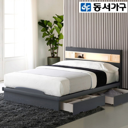 동서가구 세렌 편백 수납 LED침대 SS (양면본넬스프링)_이미지