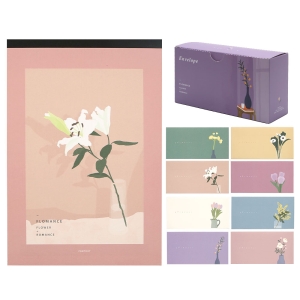 핑크풋 플로망스 패드편지지 + 플로망스 가로봉투 8종 12p 세트 랜덤 패드편지지 혼합색상 봉투 1세트