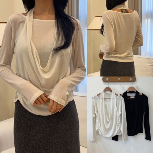 위쉬몰 YP 딥홀터레이어드티셔츠 X231H602 빅사이즈