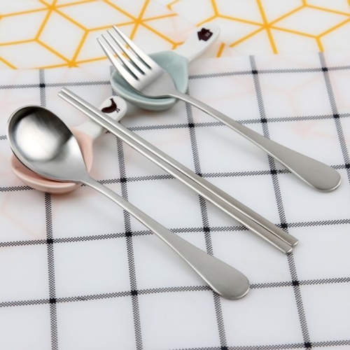 대명코리아 스테인리스 올 샤틴 어린이 세트 스푼+포크+젓가락 3P 세트 (1개)_이미지