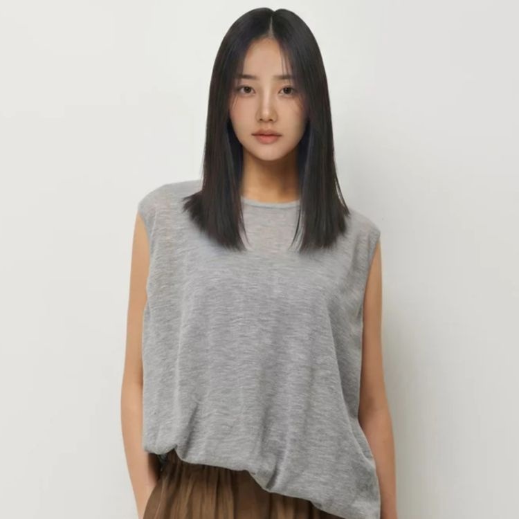 SISLEY 백슬릿 언발 슬리브리스 니트 SAKP41631_이미지