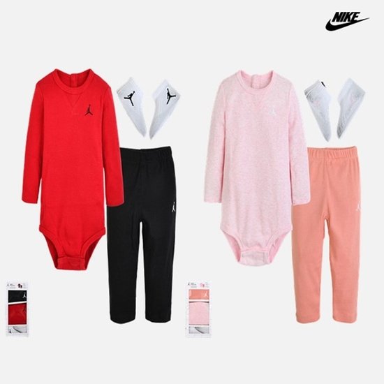 나이키키즈 신생아선물 N253UU874 조던긴팔에센셜바디슈트 바지 양말세트 6-12M N253UU874H