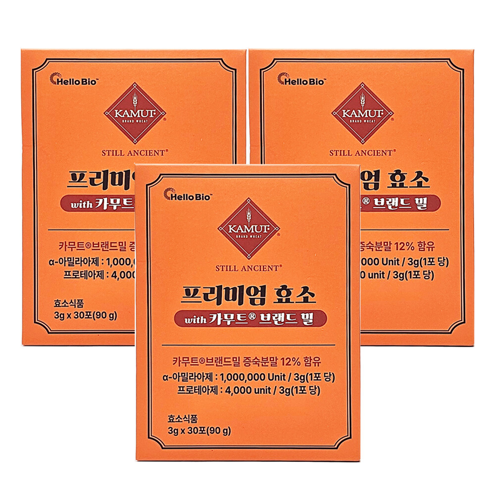 헬로바이오 프리미엄 효소 with 카무트 브랜드 밀 3g 30포 (3개)_이미지