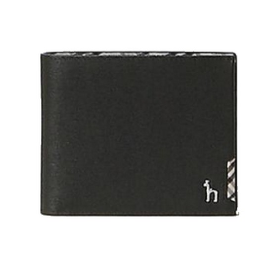 블랙 체크배색 소가죽 반지갑 HJWA4E281BK