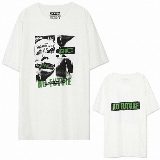 스튜어트 앤더슨벨 남녀공용섹스 섹스피스톨즈 콜라보레이션 티셔츠 atb215u (White/No future)