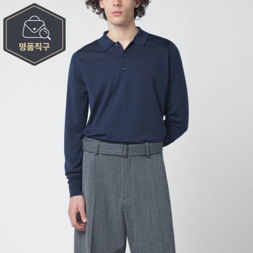 존스메들리 존스 메들리 블루 울 폴로 셔츠 B0051874068