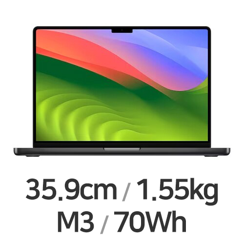 APPLE 맥북프로14 M3 8코어 CPU, 10코어 GPU 그레이 (램8GB, SSD 1TB)