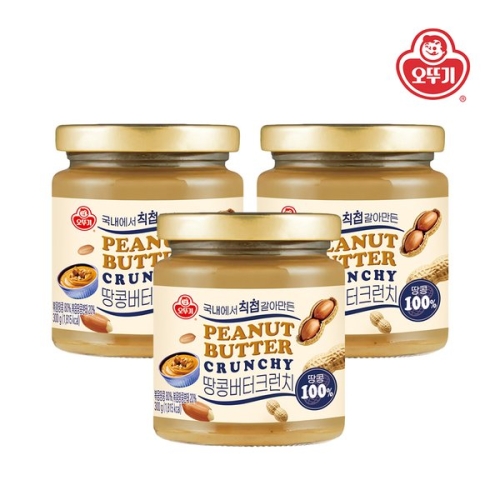 오뚜기 100% 땅콩버터 크런치 300g (3개)_이미지
