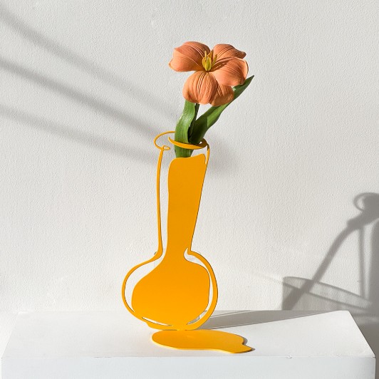 더닷 드로잉 철제 화병 꽃병 오브제 - Pot In Art Yellow
