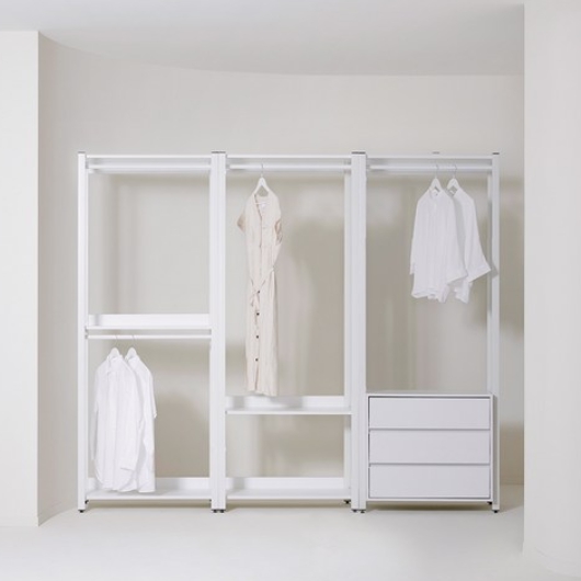 온월가구 아이언 행거서랍형 드레스룸 세트 2400