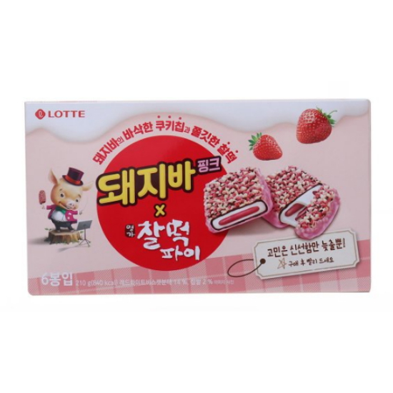 롯데웰푸드 돼지바 핑크 찰떡파이 6개입 210g (3개)