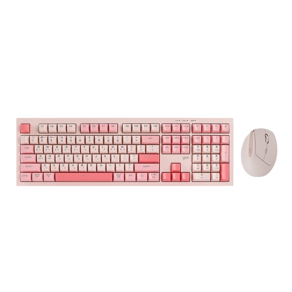 지클릭커 OFFICEPRO WMK600 사일런스 M 108 무선 키보드 마우스 세트 (Pink)_이미지