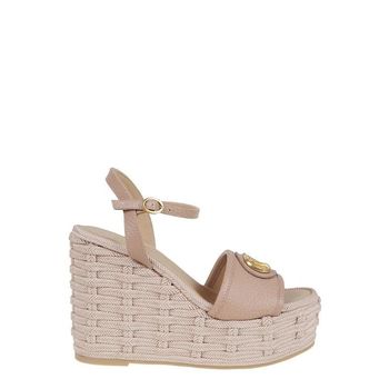 V로고 시그니처 오픈 토 웨지 샌들 134862956