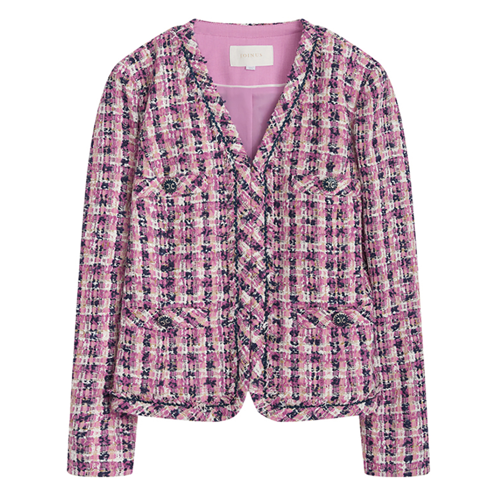 여성용 컬러 트위드 브이넥 자켓 JAFU3-WJK120 55 PINKT WEED