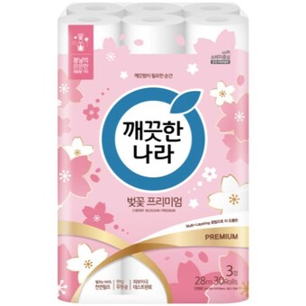 깨끗한나라 벚꽃 프리미엄 28m (30롤)