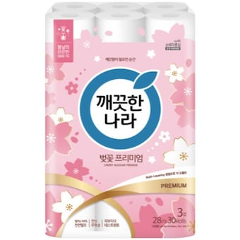 깨끗한나라 벚꽃 프리미엄 28m (30롤)