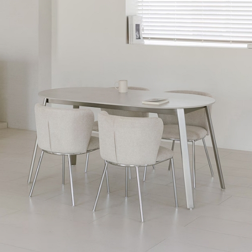 스톤엘 타원 실버 무광 세라믹 식탁 1400