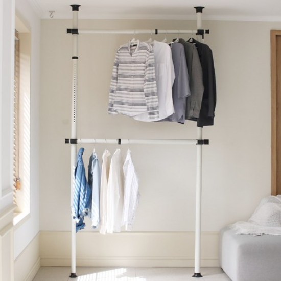 코멧 홈 튼튼한 고정식 2단 옷걸이 행거 38파이이미지입니다. 누르면 해당 게시물로 새창이동합니다.