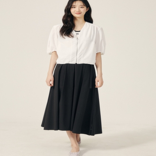 JJ지고트 브이넥 셔링 디테일 집업 점퍼 GP5A0JPJ11