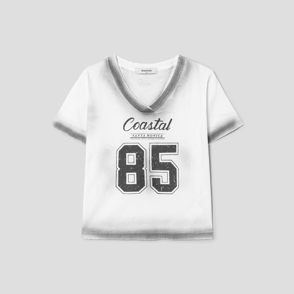 에잇세컨즈 356442CCD2 스프레이다잉 레귤러 반소매 티셔츠 라이트 그레이 상의 6397592