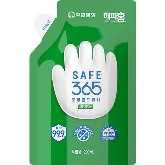 해피홈 그린 샤워향 세이프 365 포밍 핸드워시 리필 200ml (2개)_이미지