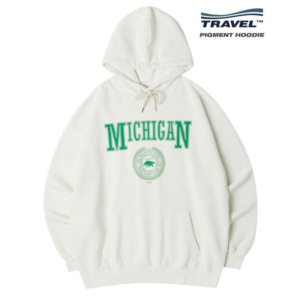 피그먼트 TRAVEL 트레블 미시간 울버린 후드티 크림 244154_이미지