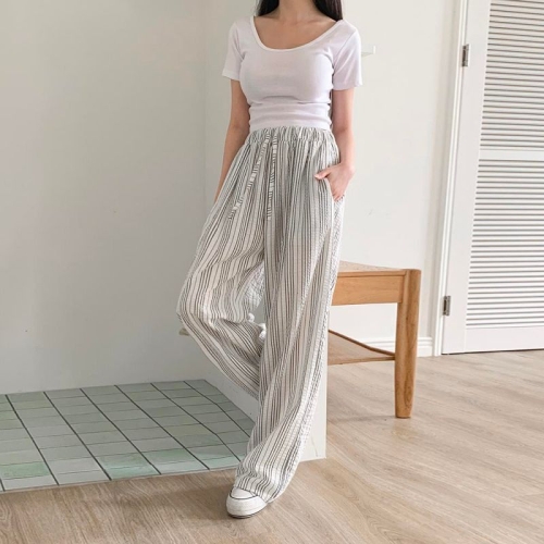 옷자락 여자 여름 데일리 이너 딥유넥 크롭 슬림 반팔 티셔츠 WT31114_아이보리 FREE_이미지