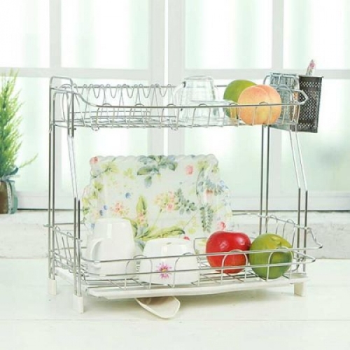 스텐 자동 물빠짐 식기건조대 2단