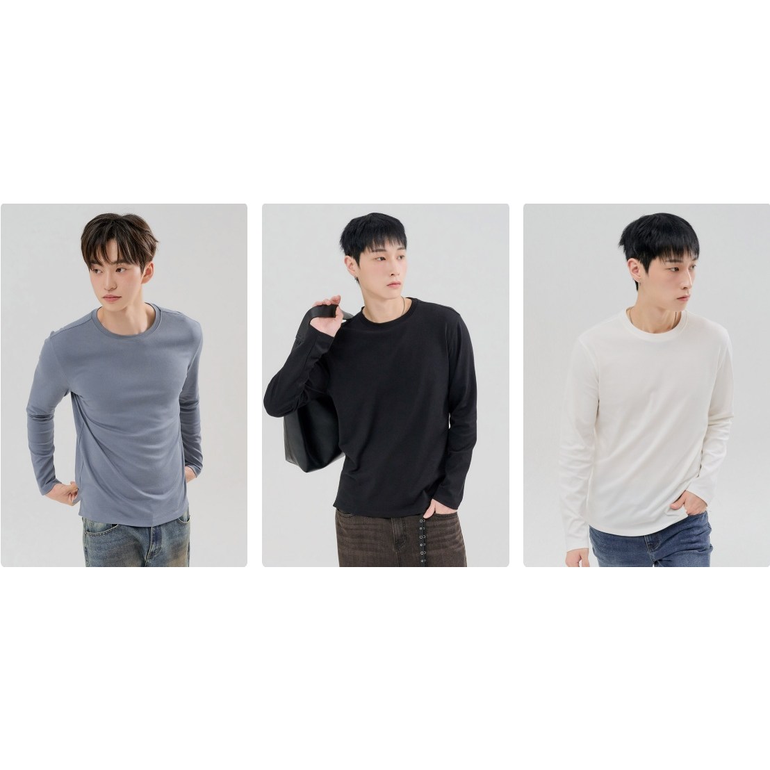 체이스플러스 동아강북 남성 신축성 우수 탄탄한 조직감 형태변형이 적음 단돈은 물론 이너로 활용하기좋음 다양한 하의와 데일리 매칭 에센셜 긴팔 티셔츠 FEZK5101B0