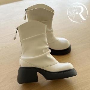 디자이어로즈 여성 주름 소가죽 가보시통굽부츠 7cm 40919222_이미지