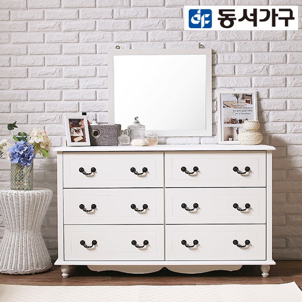 동서가구 이디에프 화이트 3단 와이드 서랍장 화장대 세트 1200_이미지